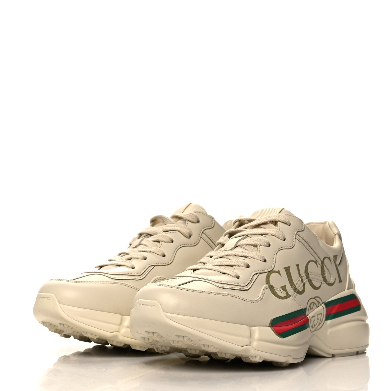Gucci Calfskin Logo Womens Rhyton Sneakers 38 Ivory 3 of 7