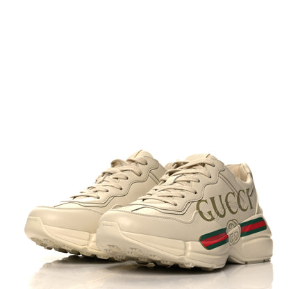 Gucci Calfskin Logo Womens Rhyton Sneakers 38 Ivory 3 of 7