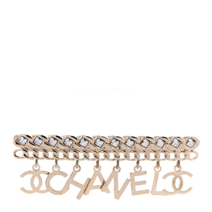 Chanel Crystal CC Logo Charms Brooch Gold 1 of 4