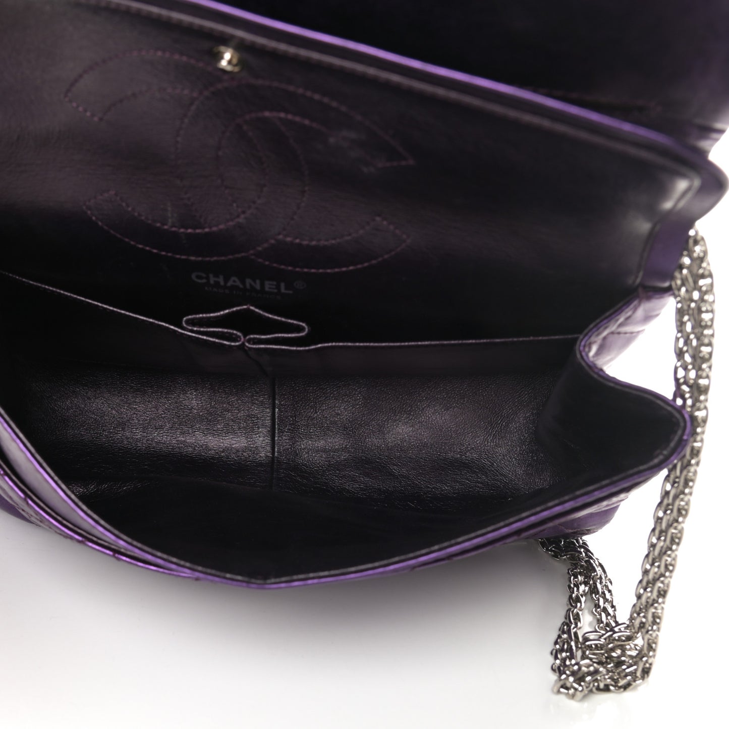 Metallic Aged Calfskin Quilted 2.55 Reissue 226 Flap Purple