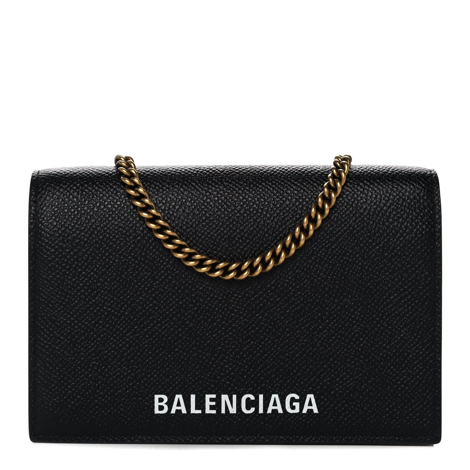 Balenciaga Grained Calfskin Ville Wallet on Chain Black 1 of 9