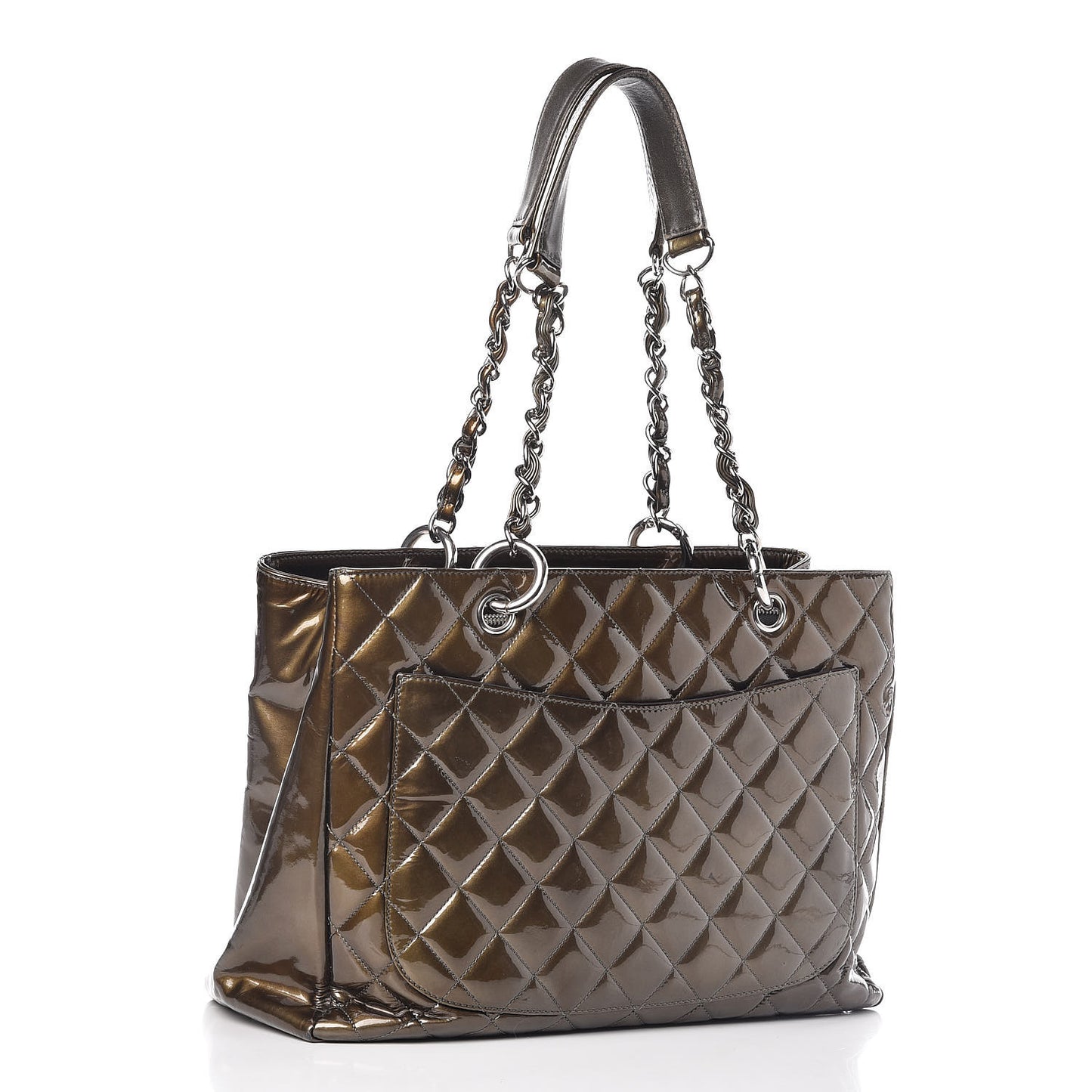Patent Quilted Grand Shopping Tote GST Green