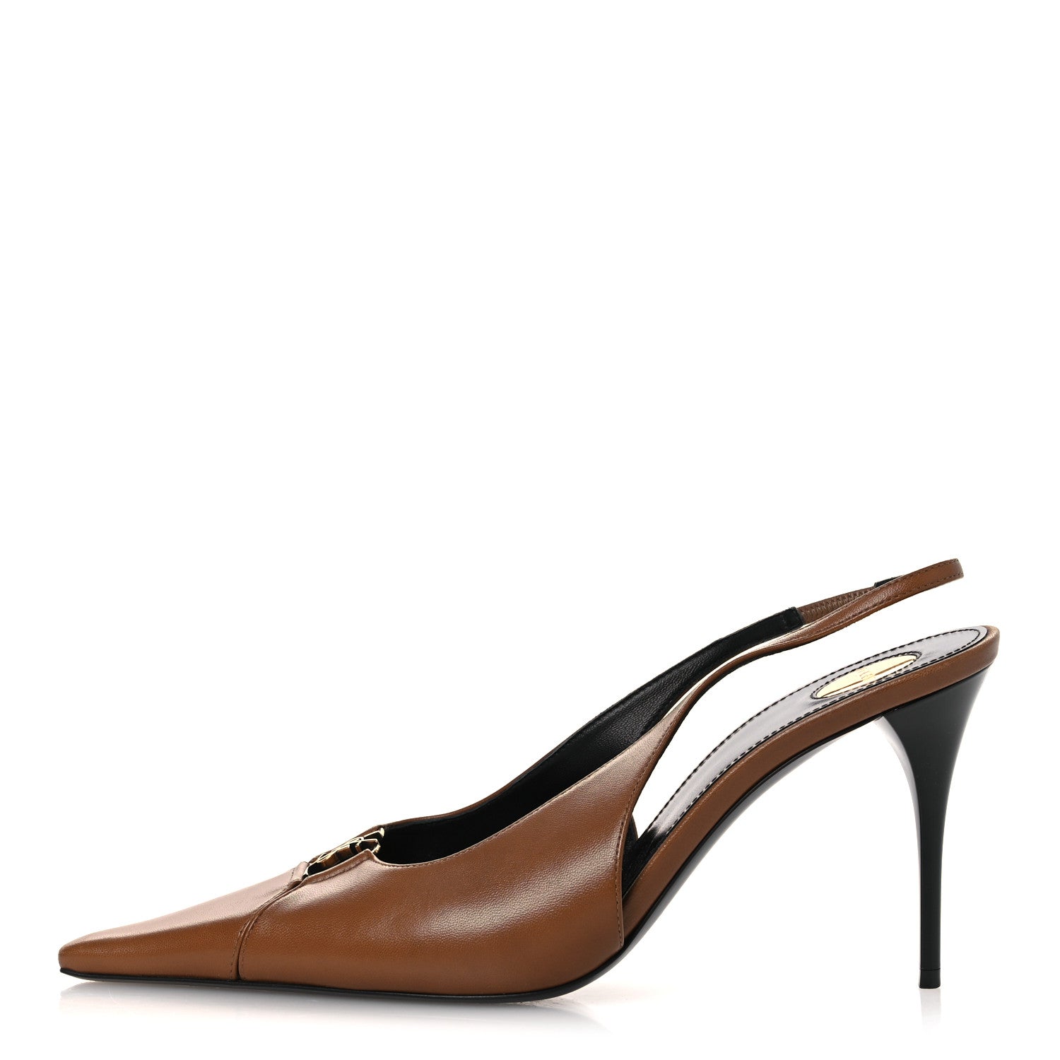 Saint Laurent Nappa Babylone Breteuil Slingback Pumps 39 Macadamia 1 of 15
