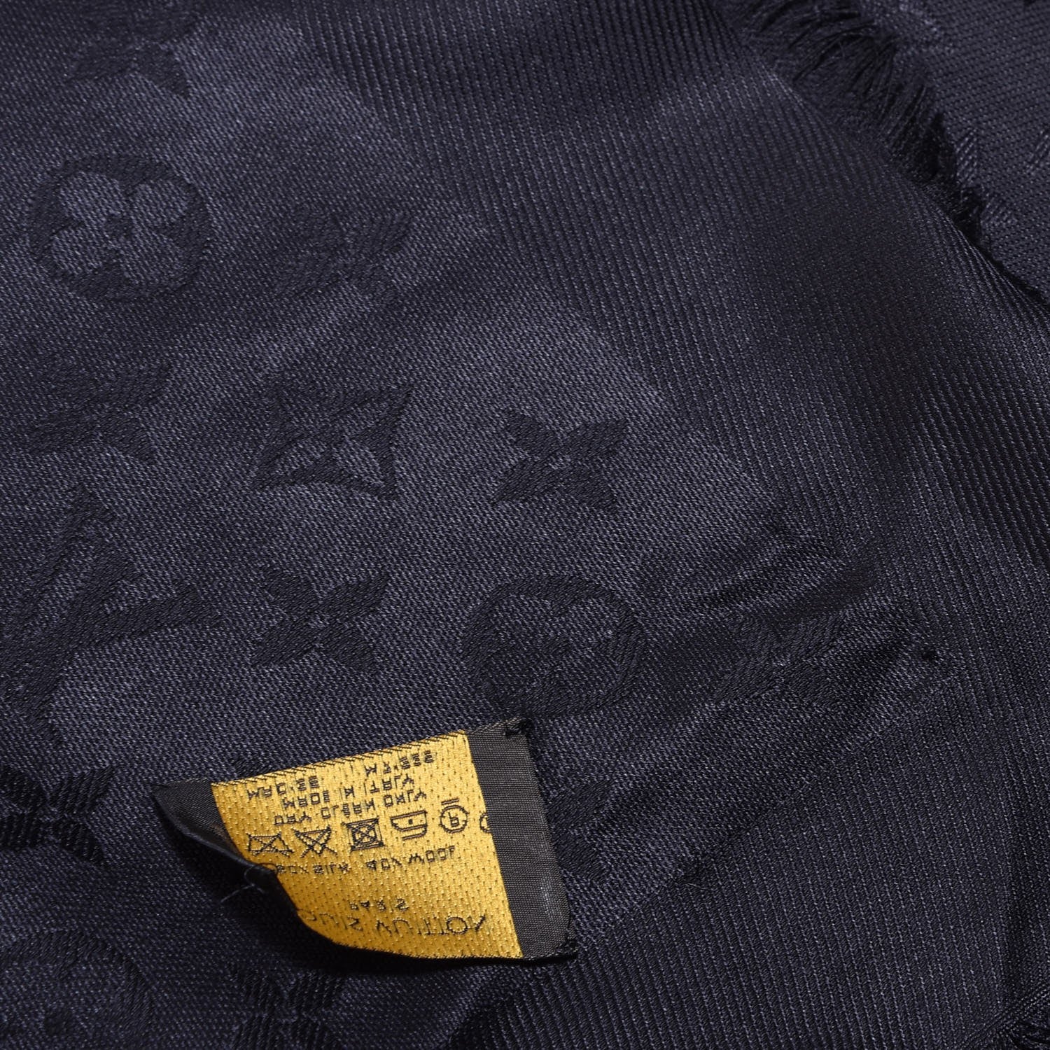 Louis Vuitton Silk Wool Monogram Shawl Black 3 of 7