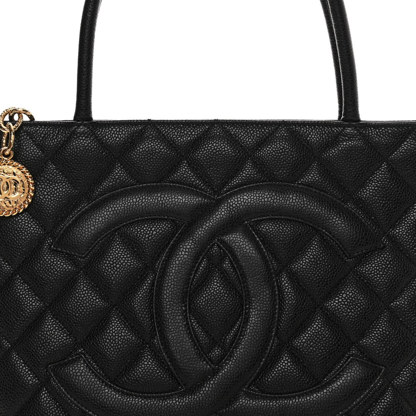 Caviar Quilted Medallion Tote Black