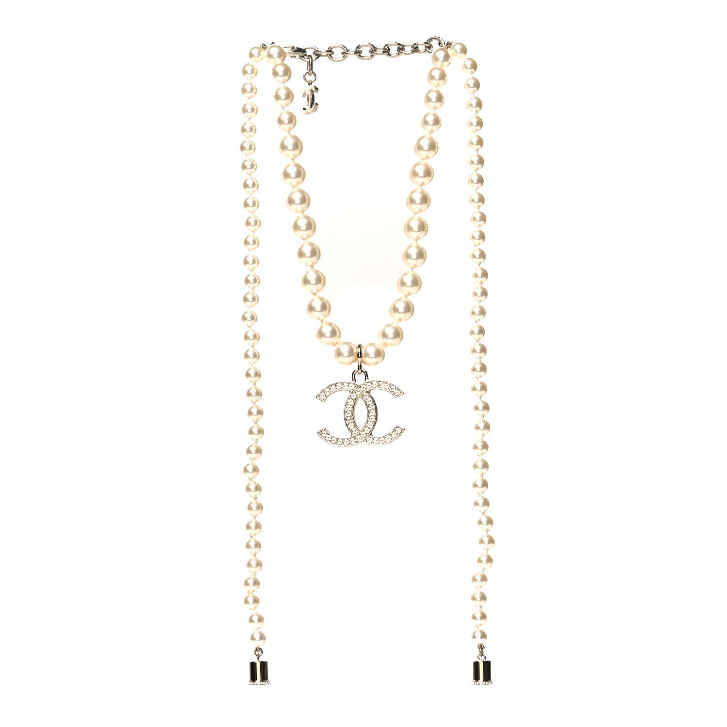 Chanel Pearl Crystal CC Airpods Necklace Gold 3 of 5