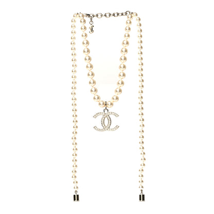 Chanel Pearl Crystal CC Airpods Necklace Gold 3 of 5