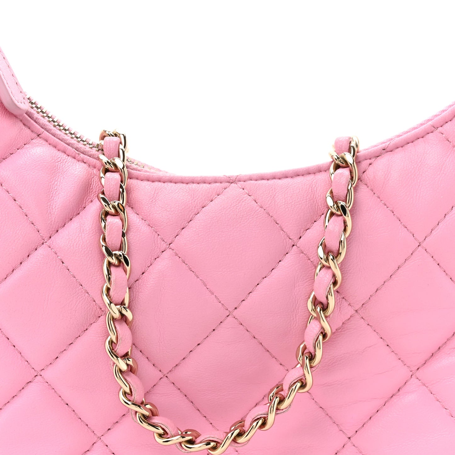 Lambskin Quilted Small Hobo Bag Pink