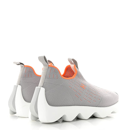 Hermes Technical Canvas Goatskin Womens Eclair Sneakers 35.5 Gris Clair 4 of 8