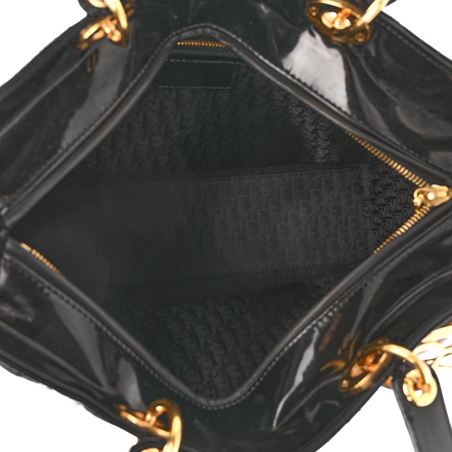 Patent Cannage Large Lady Dior Black