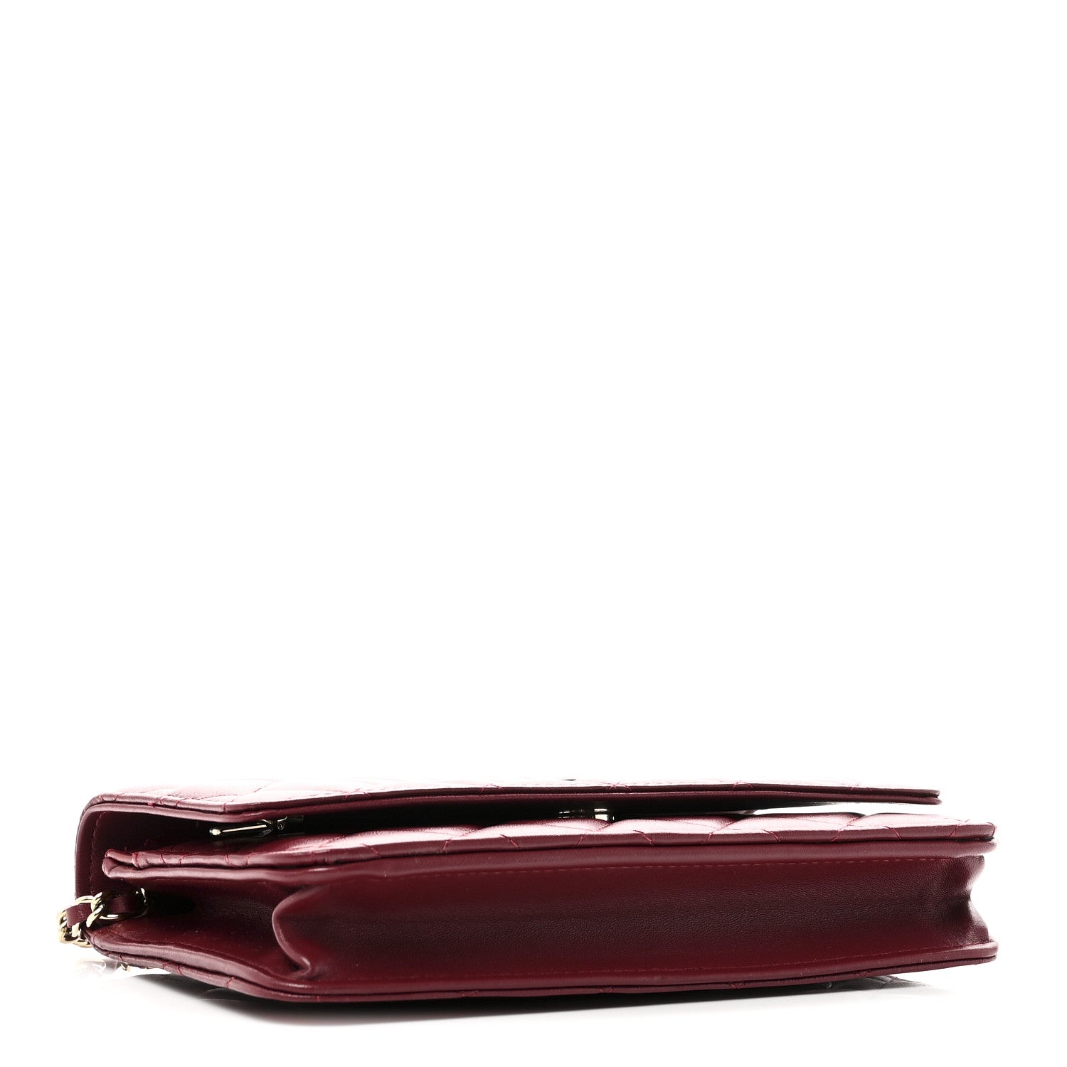Chanel Lambskin Quilted Wallet On Chain WOC Burgundy 4 of 12