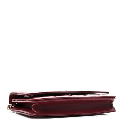 Chanel Lambskin Quilted Wallet On Chain WOC Burgundy 4 of 12