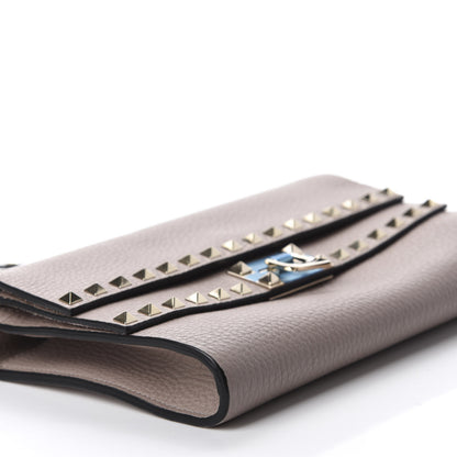 Valentino Garavani Grainy Calfskin Rockstud Double Flap Crossbody Bag Poudre 5 of 8