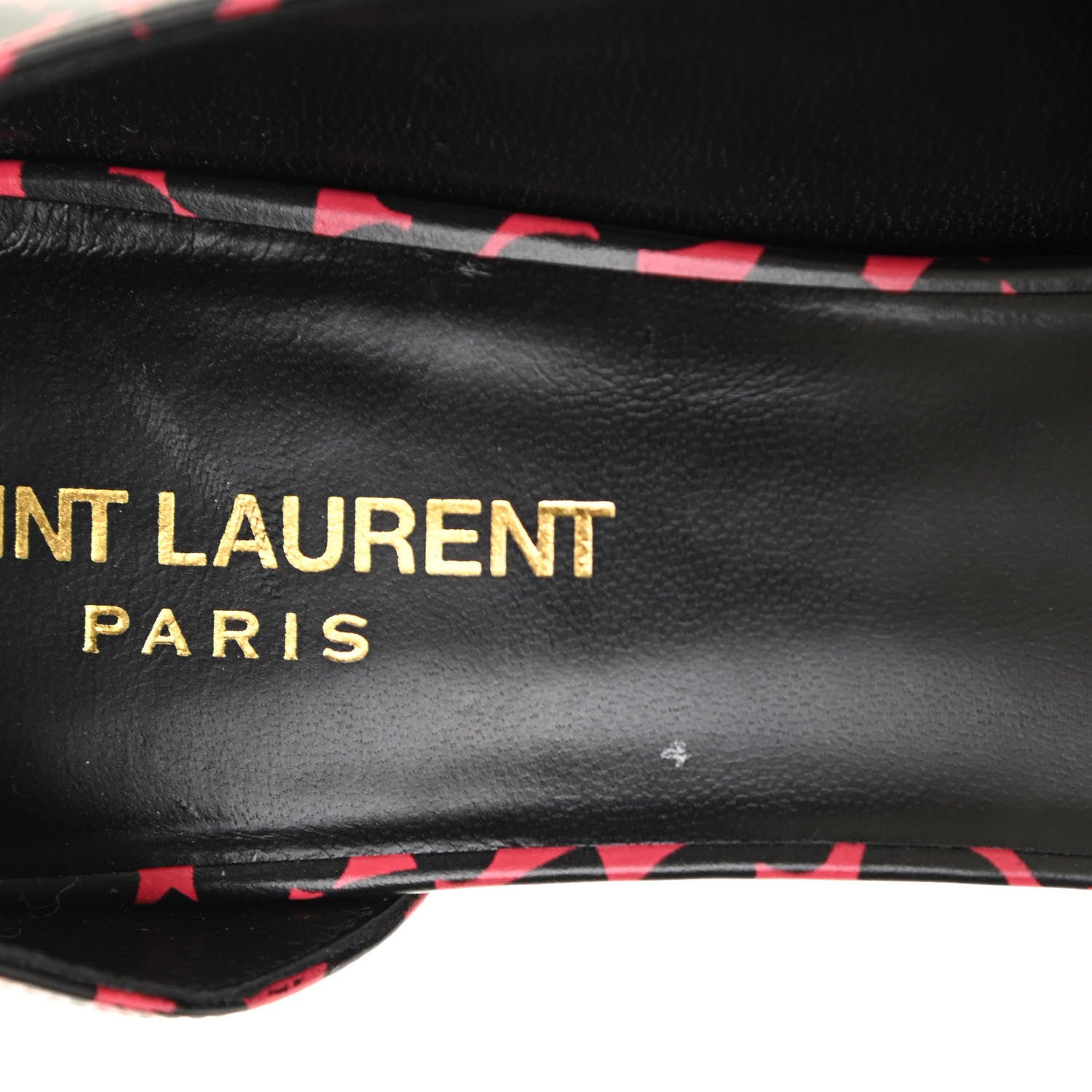 Saint Laurent Calfskin Heart Print D'Orsay Paris 105 Pumps 40 Pink Black 11 of 16