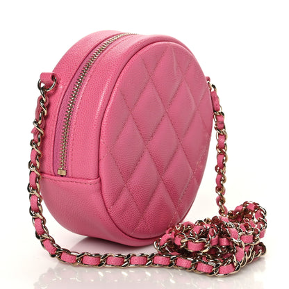 Chanel Caviar Quilted Round Clutch With Chain Pink 3 of 9