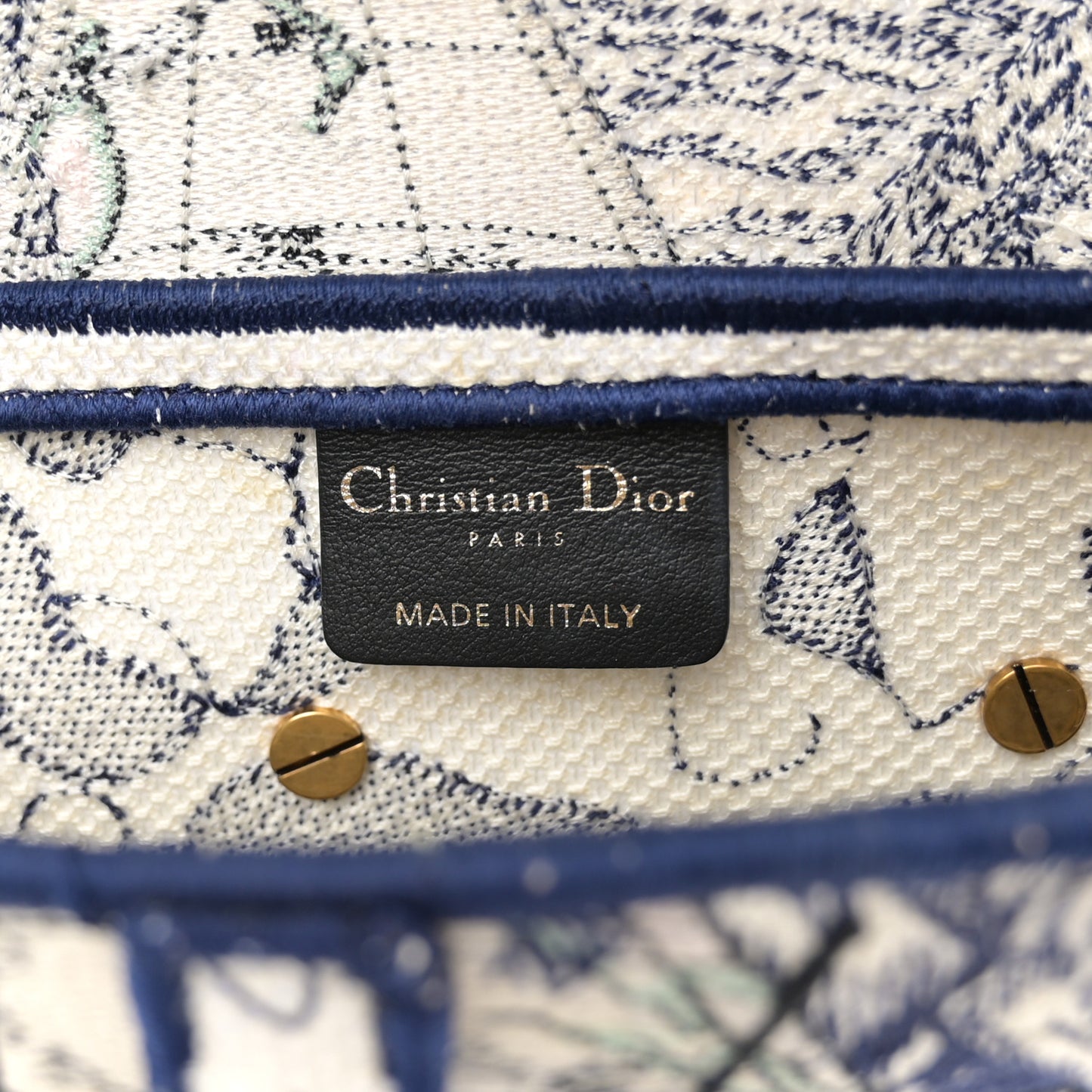 Canvas Embroidered Around the World Saddle Bag Blue
