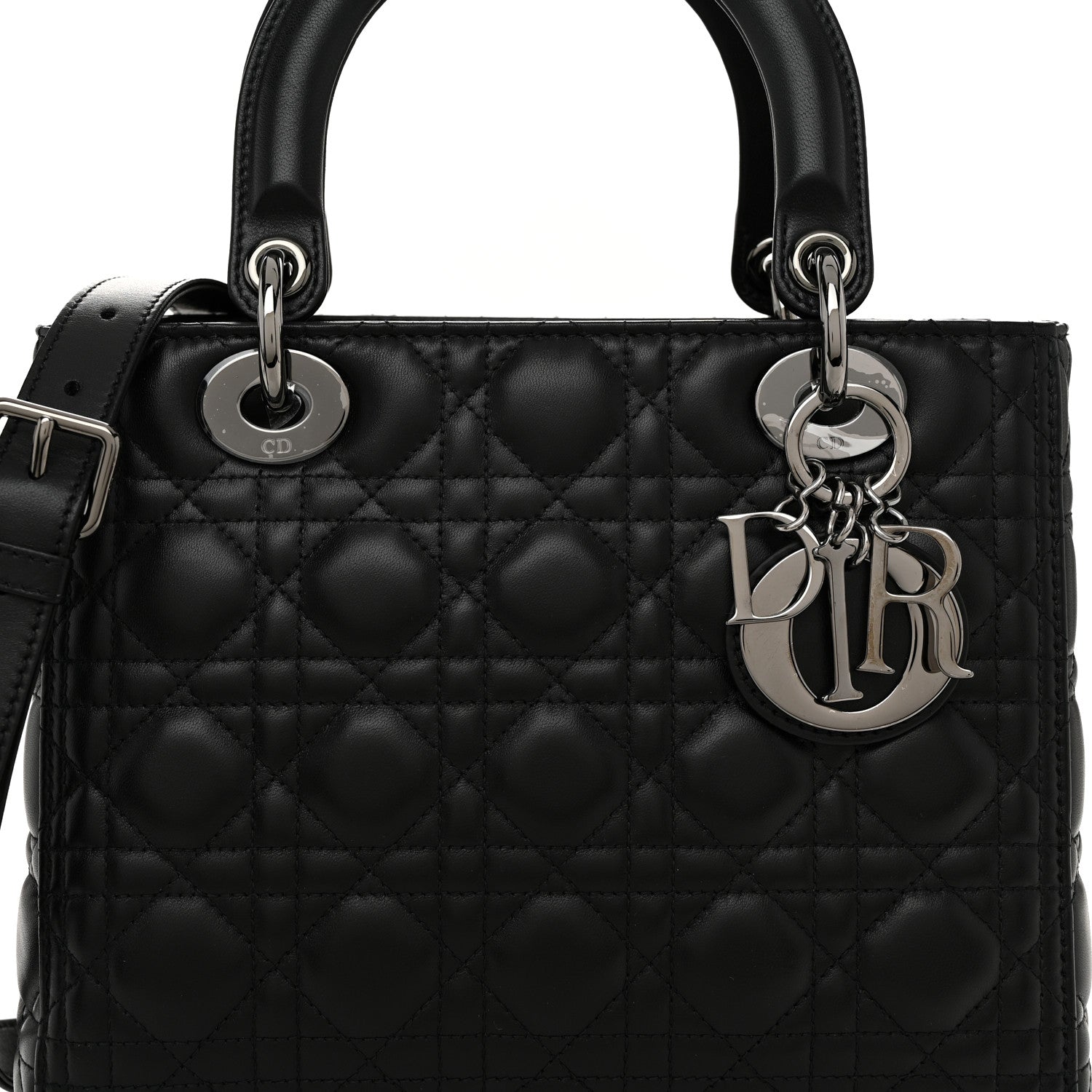 Christian Dior Lambskin Cannage Medium Lady Dior Black 7 of 9