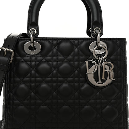 Christian Dior Lambskin Cannage Medium Lady Dior Black 7 of 9