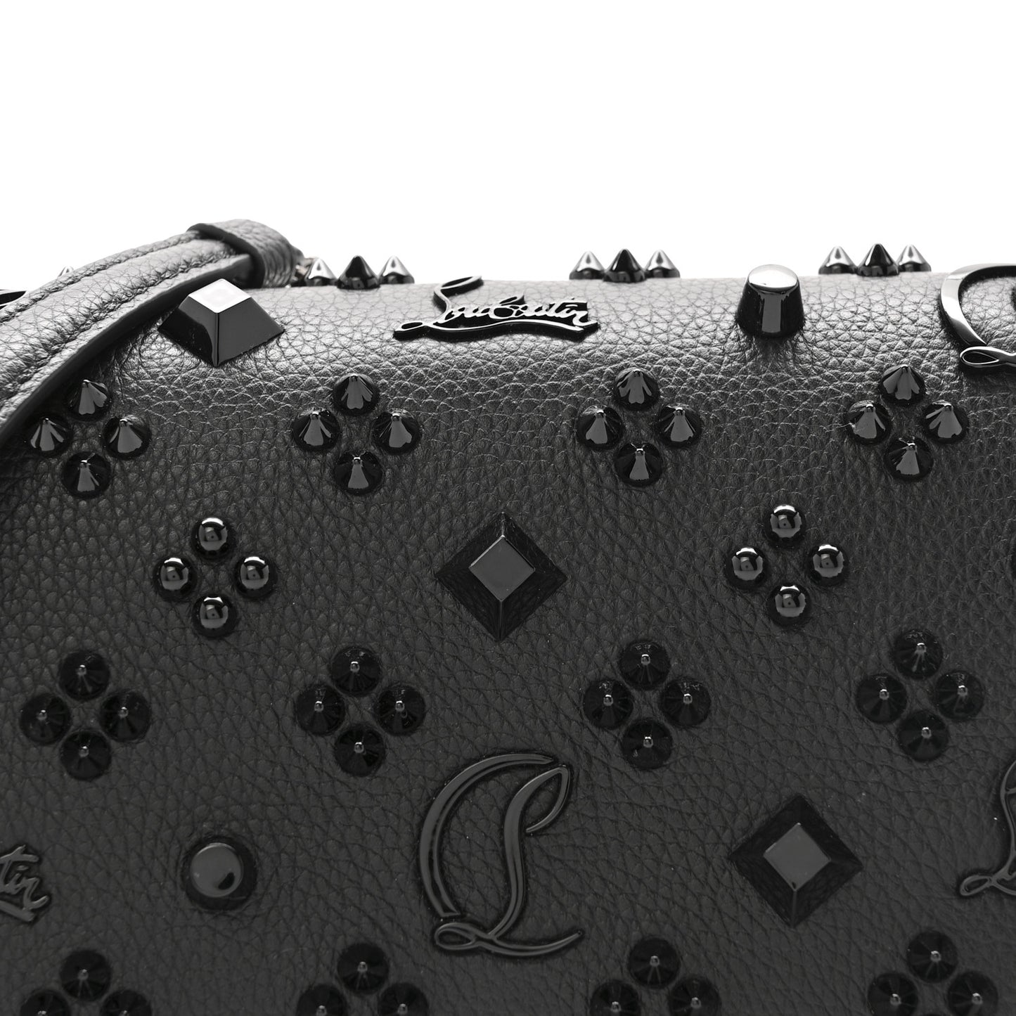 Calfskin Spikes Loubinthesky Paloma Clutch Black