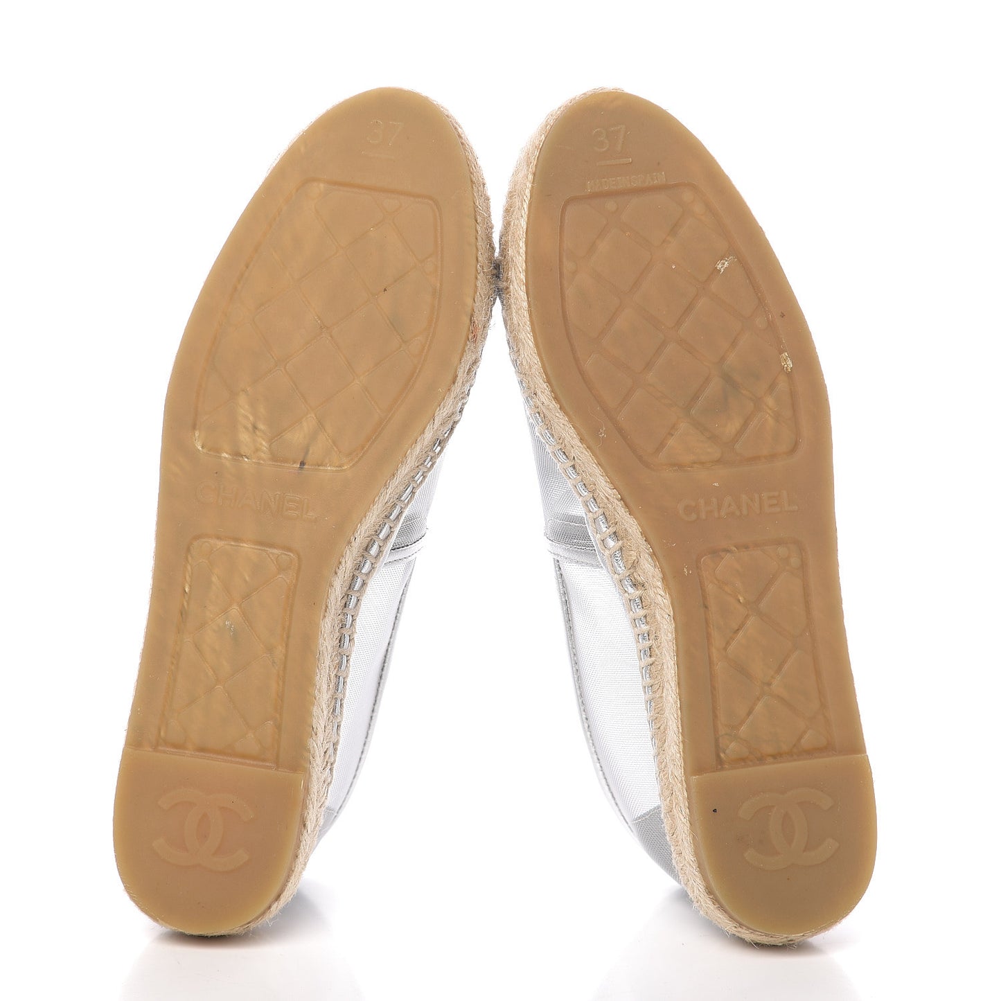 Mesh Grosgrain CC Espadrilles 37 Silver