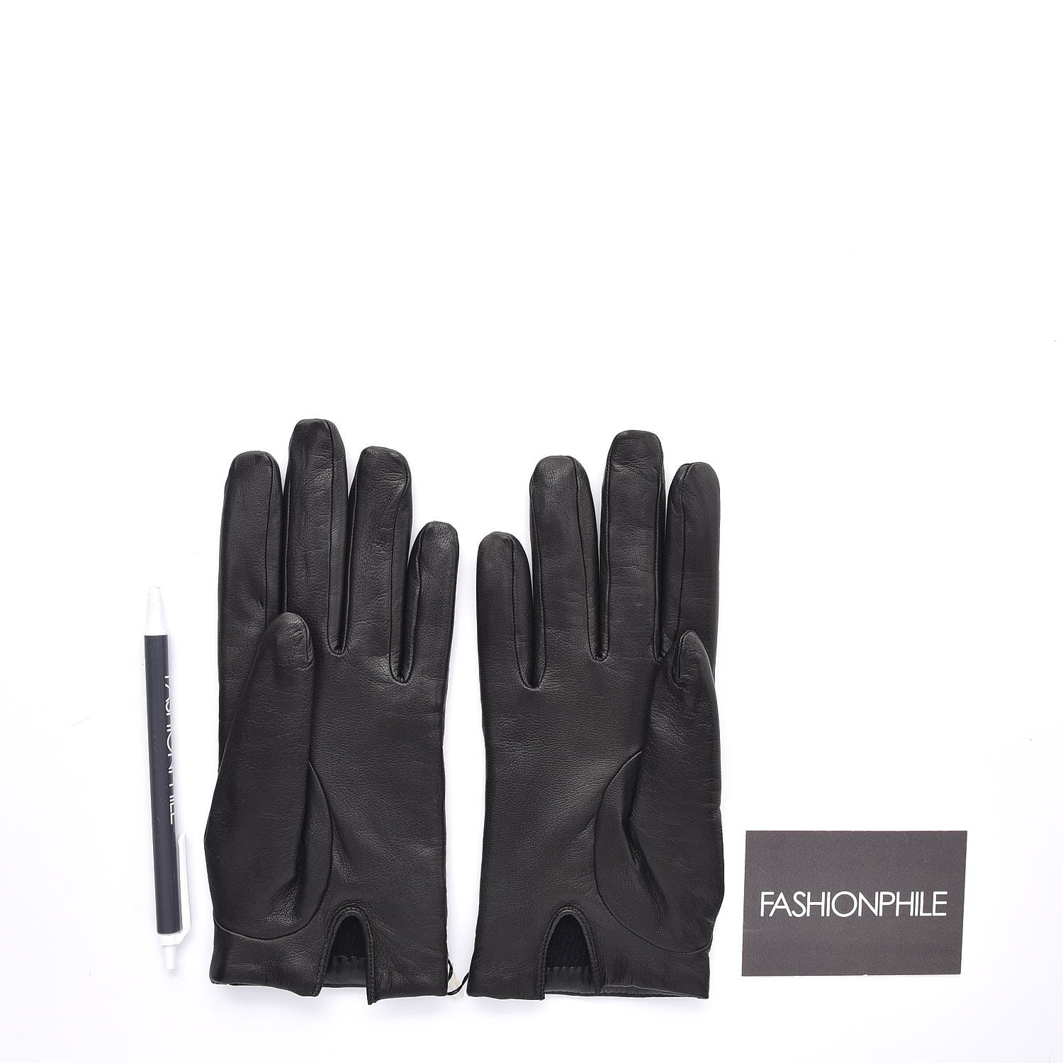 Chanel Lambskin Quilted Chocolate Bar Gloves 7 Black 2 of 6