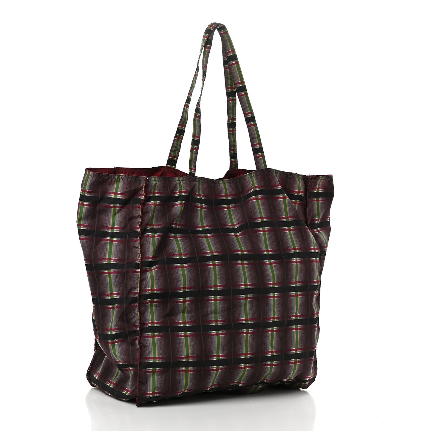 Tessuto Nylon Plaid Shopping Tote Multicolor