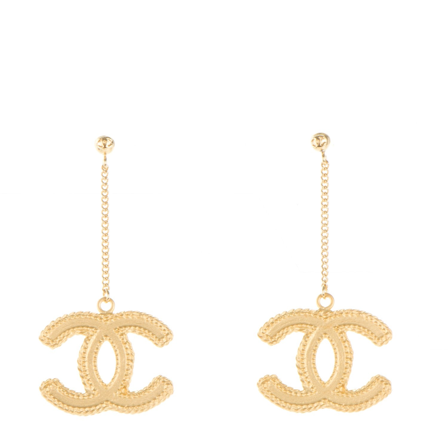 Chanel CC Drop Earrings Matte Gold 1 of 5
