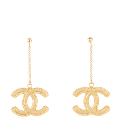 Chanel CC Drop Earrings Matte Gold 1 of 5