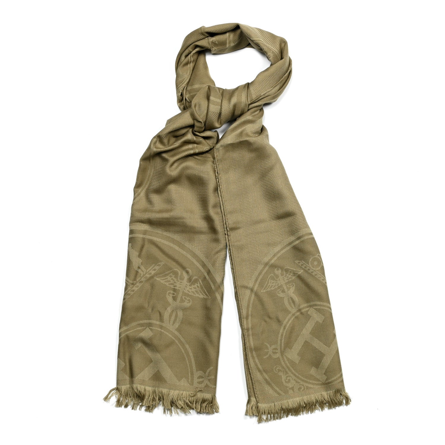 Hermes Cashmere Silk New Libris Confettis D'Ex Libris Stole Vert Army 1 of 4