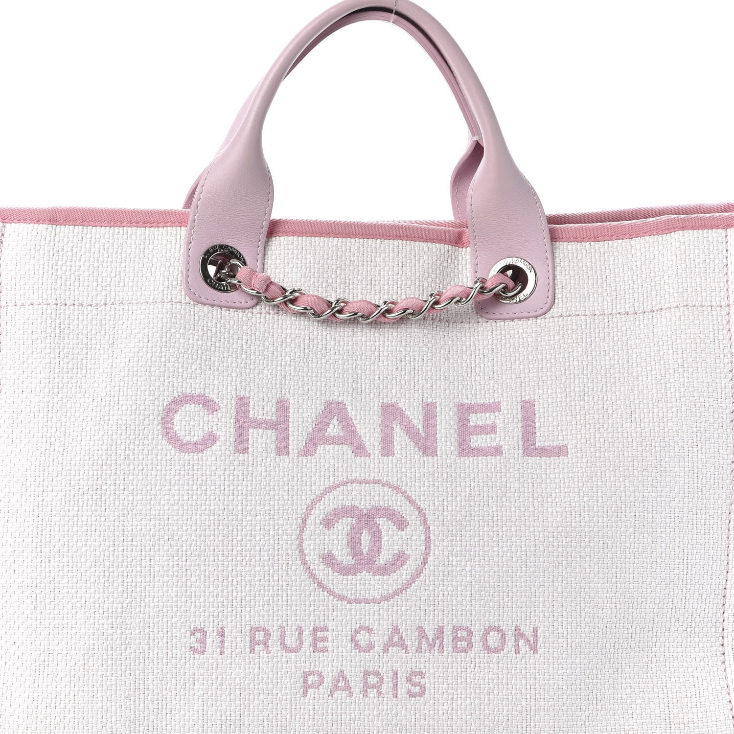 Chanel Canvas Medium Deauville Tote Pink 9 of 9