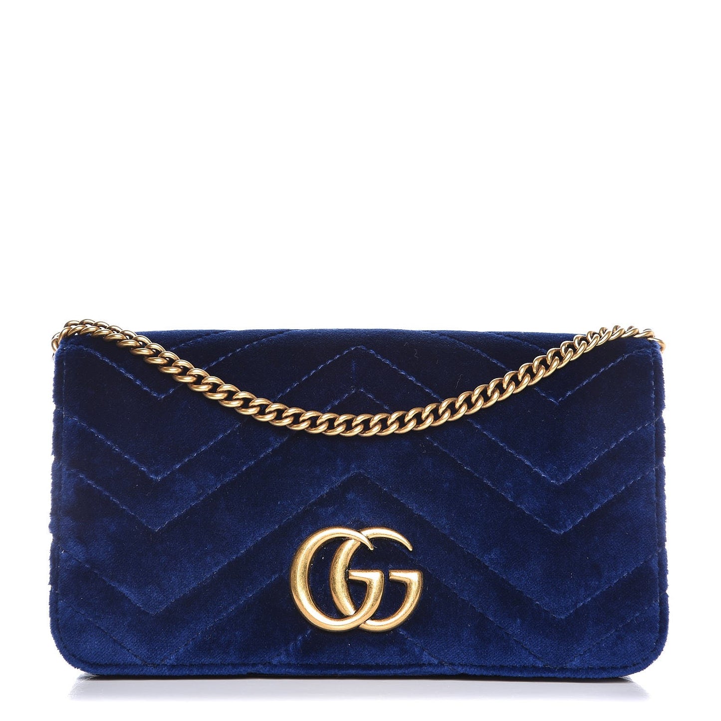 Velvet Matelasse GG Marmont Mini Bag Cobalt Blue