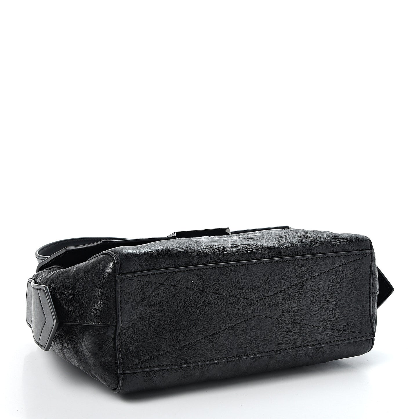 Crinkled Patent Calfskin Small ID Flap Black