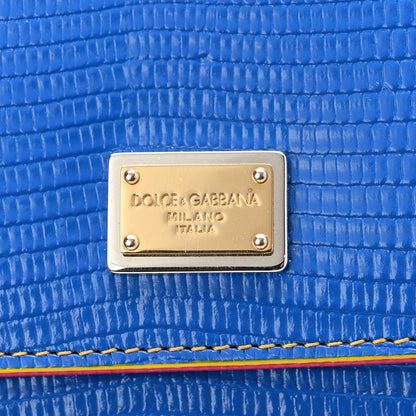 Dolce & Gabbana Lizard Calfskin Embossed Mini Miss Sicily Chain Wallet Blue Multicolor 6 of 9
