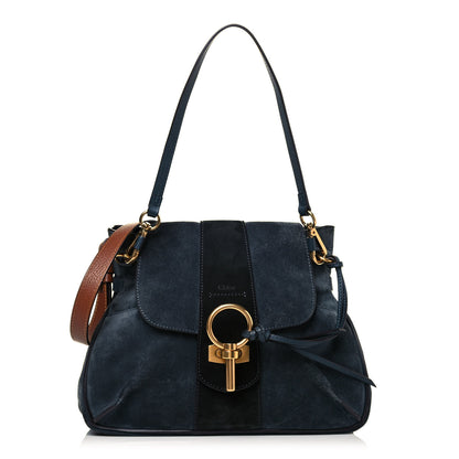 Chloe Suede Medium Lexa Shoulder Bag Silver Blue 1 of 11