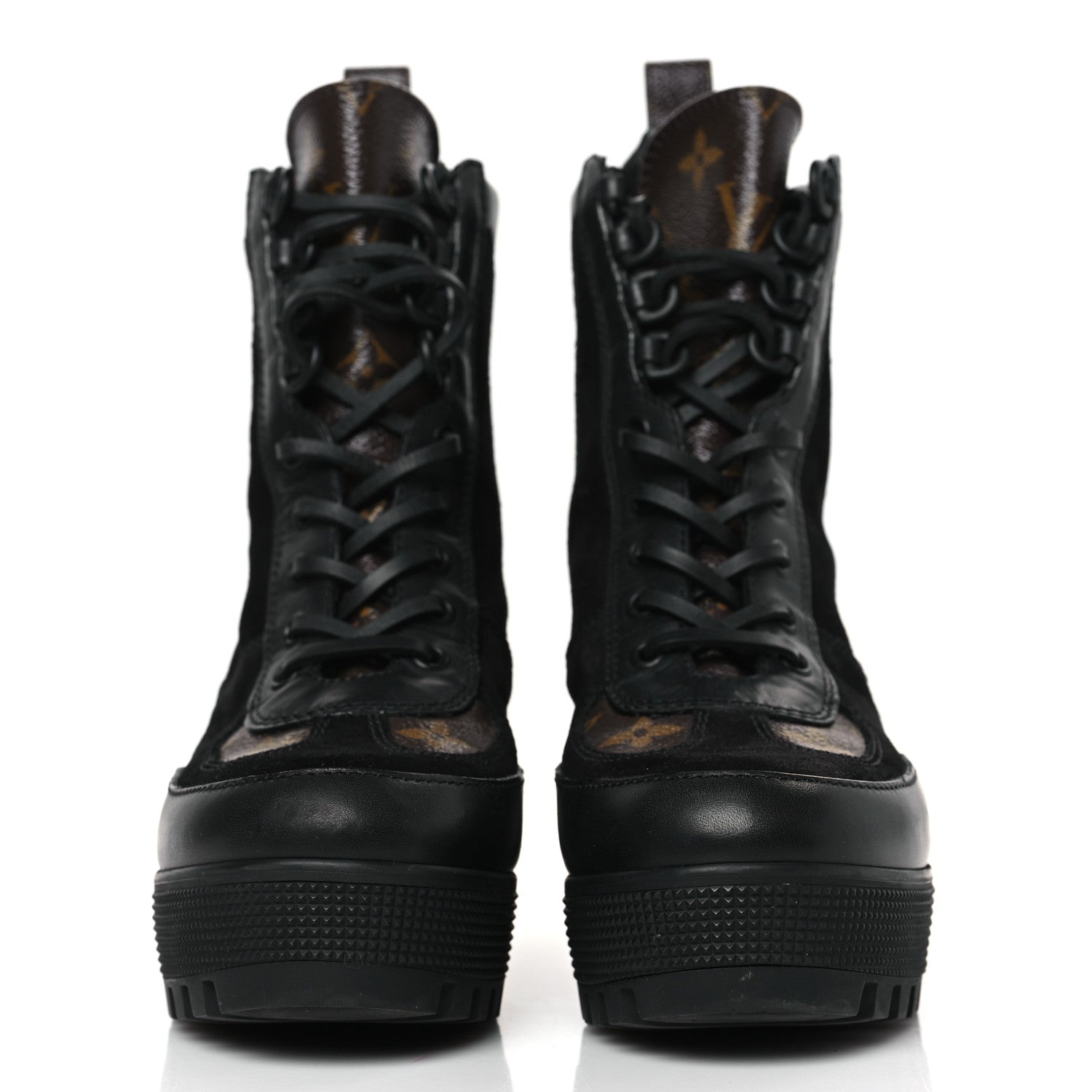 Louis Vuitton Suede Calfskin Monogram Laureate Platform Desert Boots 36 Black 2 of 9