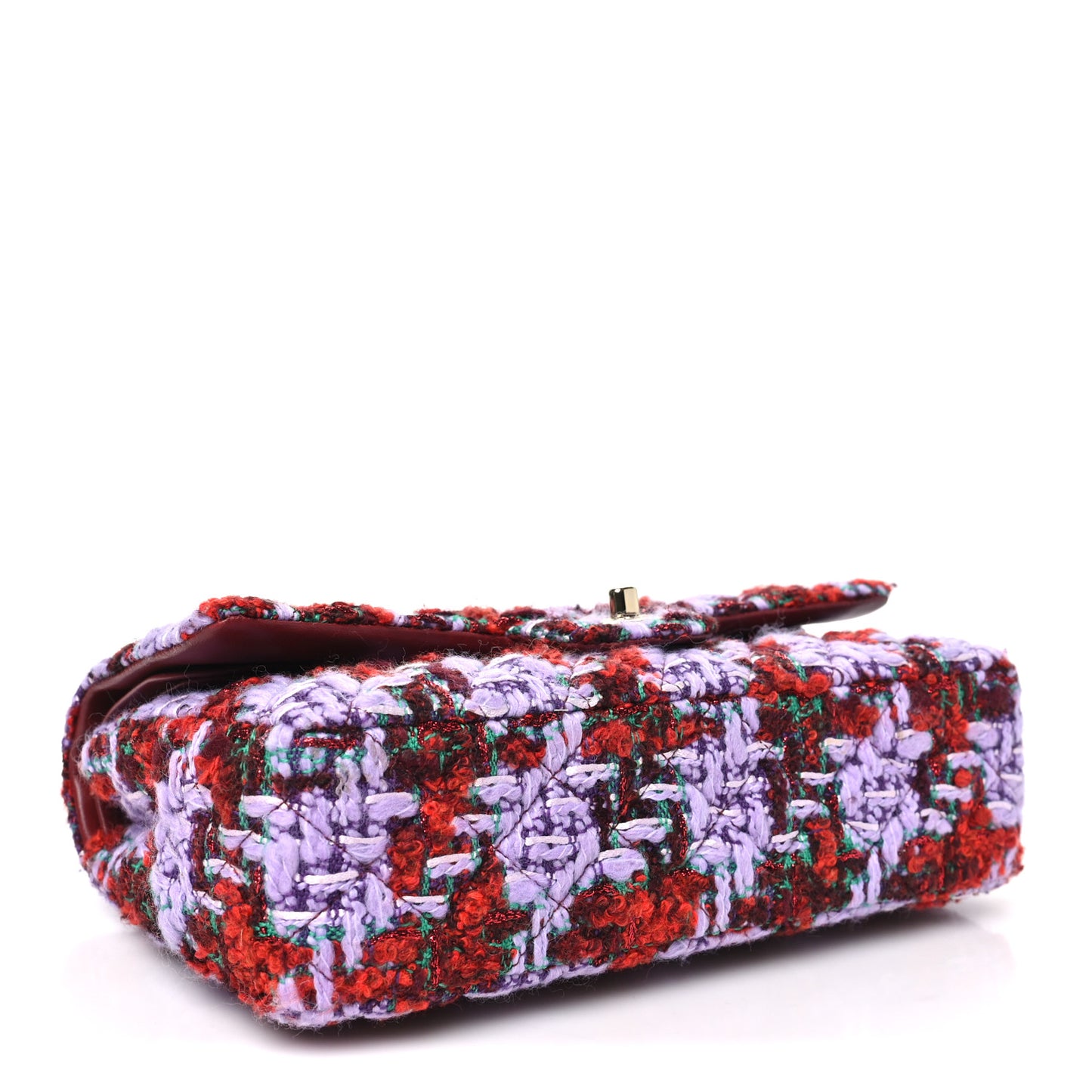Tweed Quilted Medium Double Flap Red Purple Green