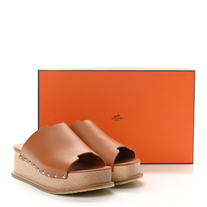 Hermes Calfskin Ellipse Sandals 40 Marron Glaise 9 of 9