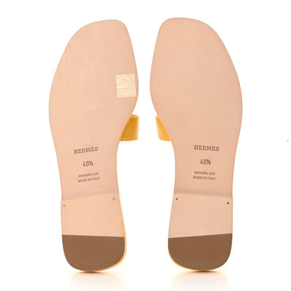Hermes Box Calfskin Oran Sandals 40.5 Jaune Citron 5 of 9