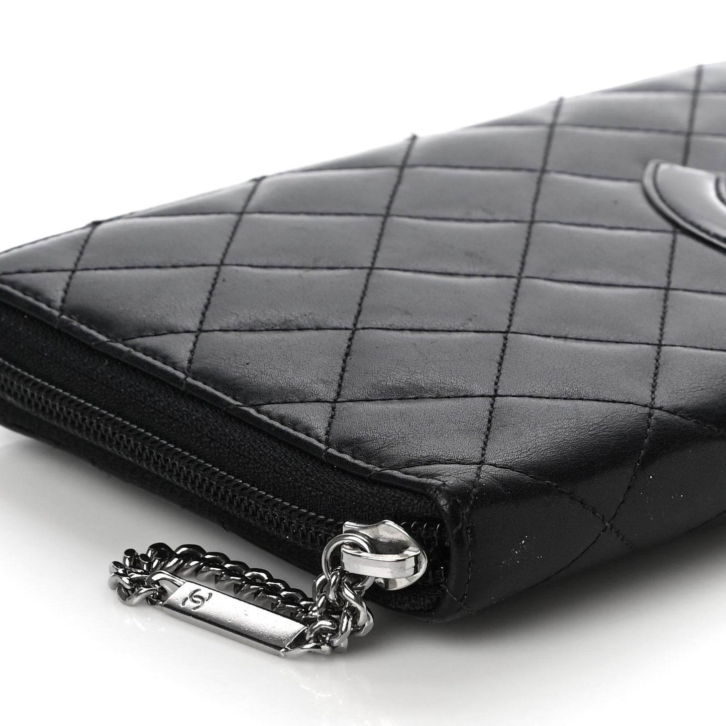 Calfskin Cambon Zip Around Organizer Wallet Black