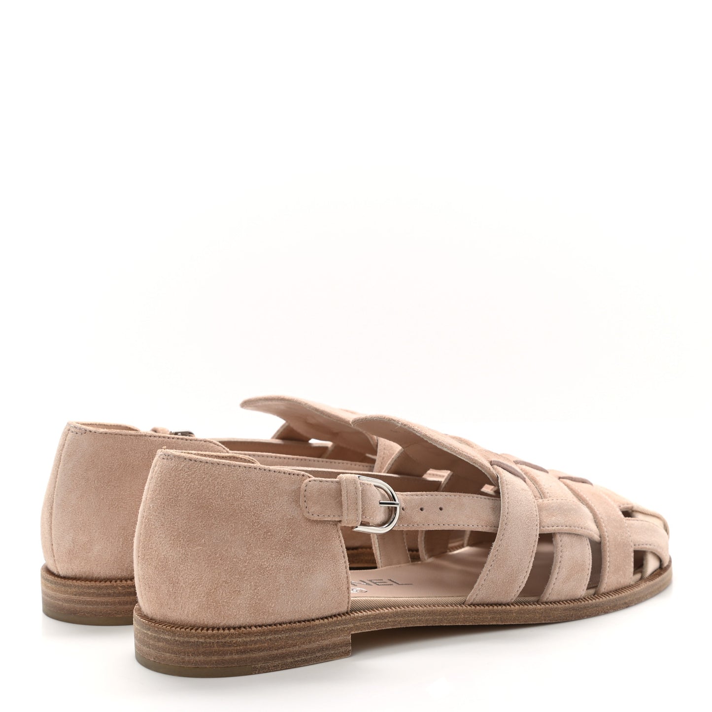Suede Grosgrain Caged CC Sandals 37 Pink