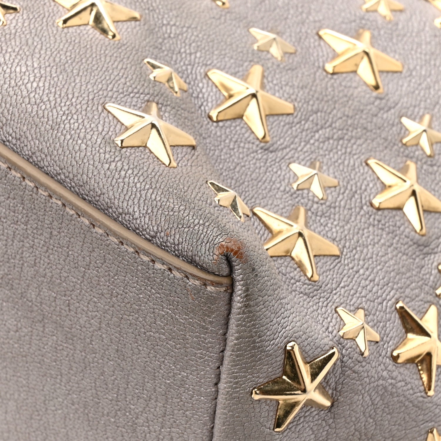 Jimmy Choo Metallic Calfskin Sasha Star Studded Tote Silver 10 of 11