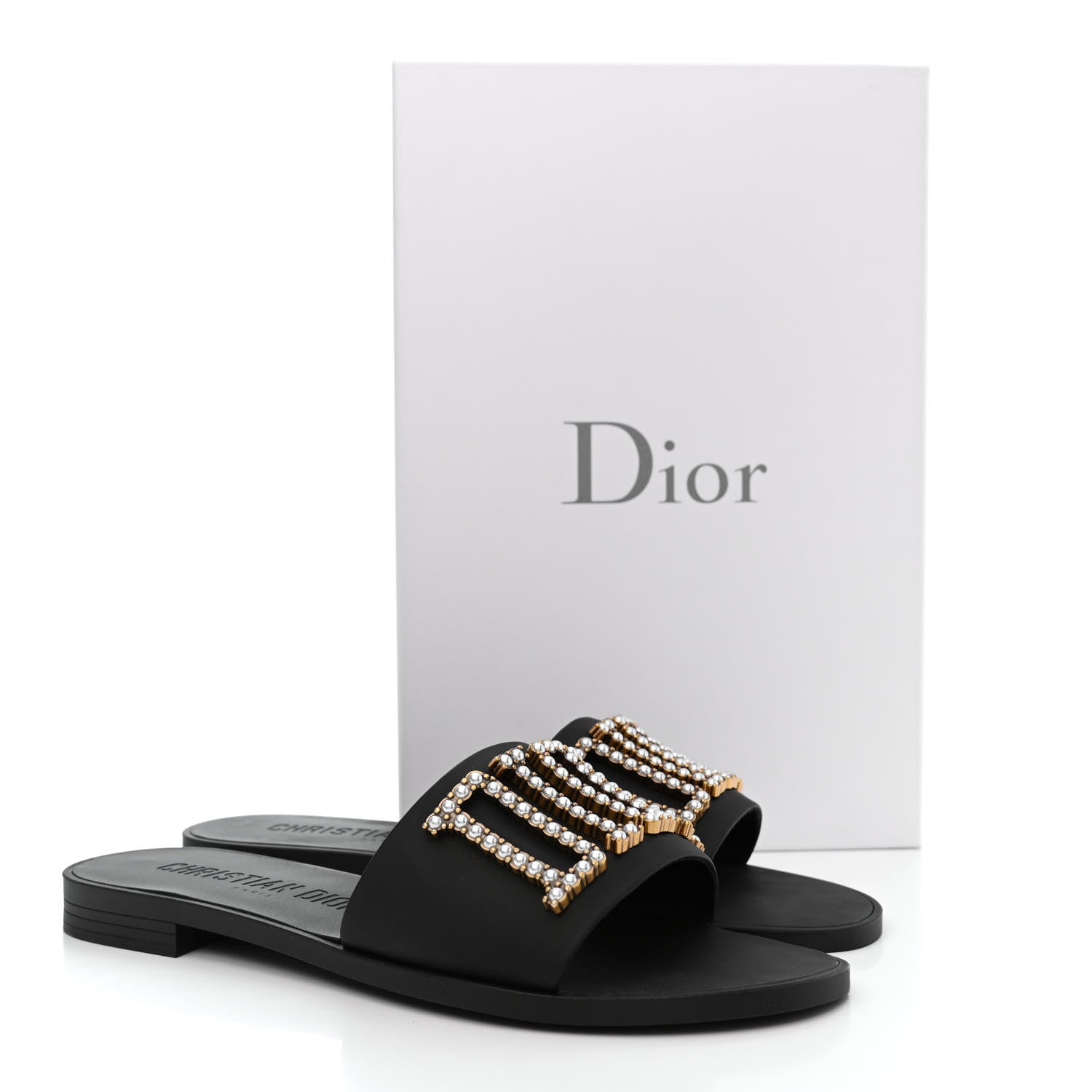Christian Dior Matte Calfskin Pearl Dio(r)evolution Slide Sandals 39 Black 10 of 10
