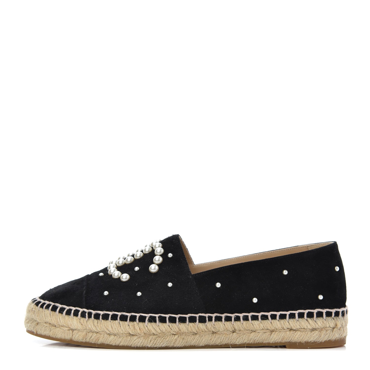 Chanel Suede Pearl CC Espadrilles 39 Black 1 of 10