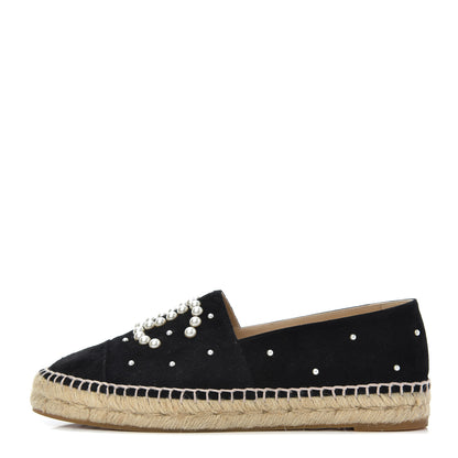 Chanel Suede Pearl CC Espadrilles 39 Black 1 of 10