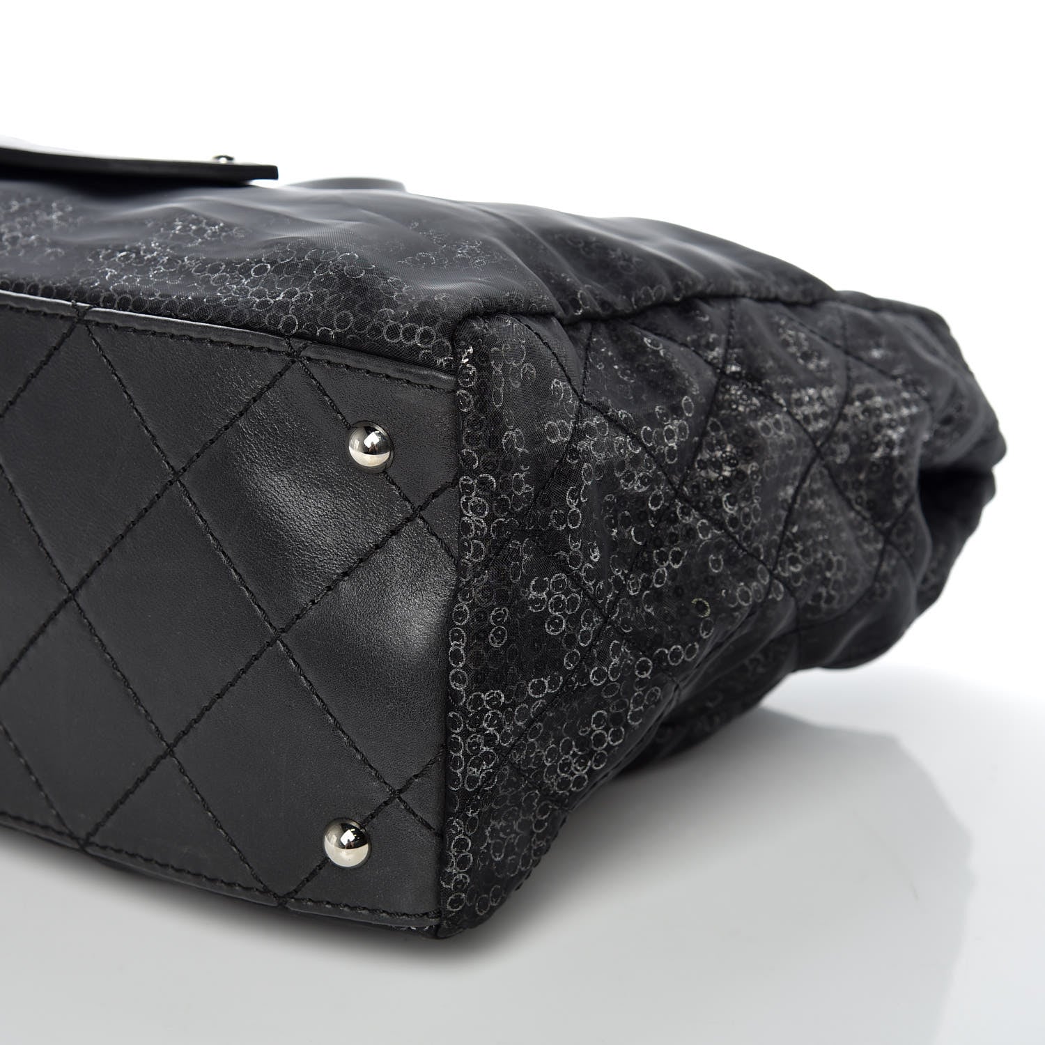 Chanel Calfskin Mesh Hidden Sequin CC Tote Black 6 of 9