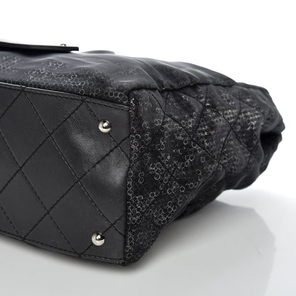 Chanel Calfskin Mesh Hidden Sequin CC Tote Black 6 of 9