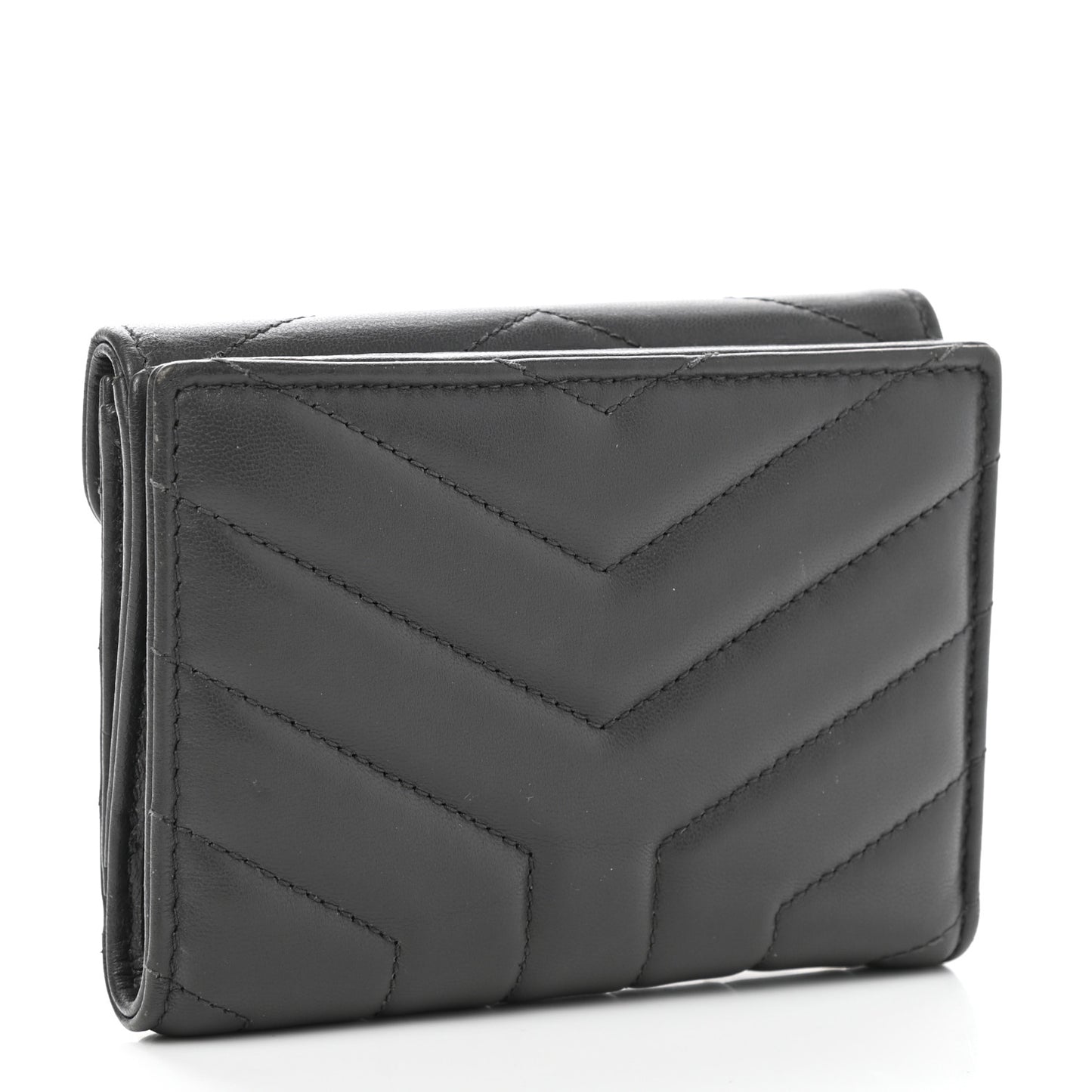 Lambskin Y Quilted Monogram Compact Loulou Wallet Asphalt