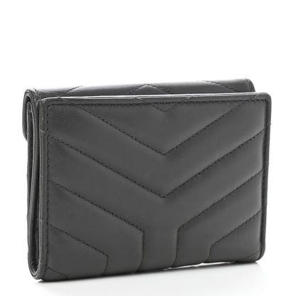 Saint Laurent Lambskin Y Quilted Monogram Compact Loulou Wallet Asphalt 3 of 9