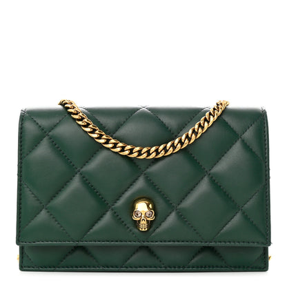 Alexander McQueen Calfskin Quilted Skull Small Chain Crossbody Bag Green 1 of 10
