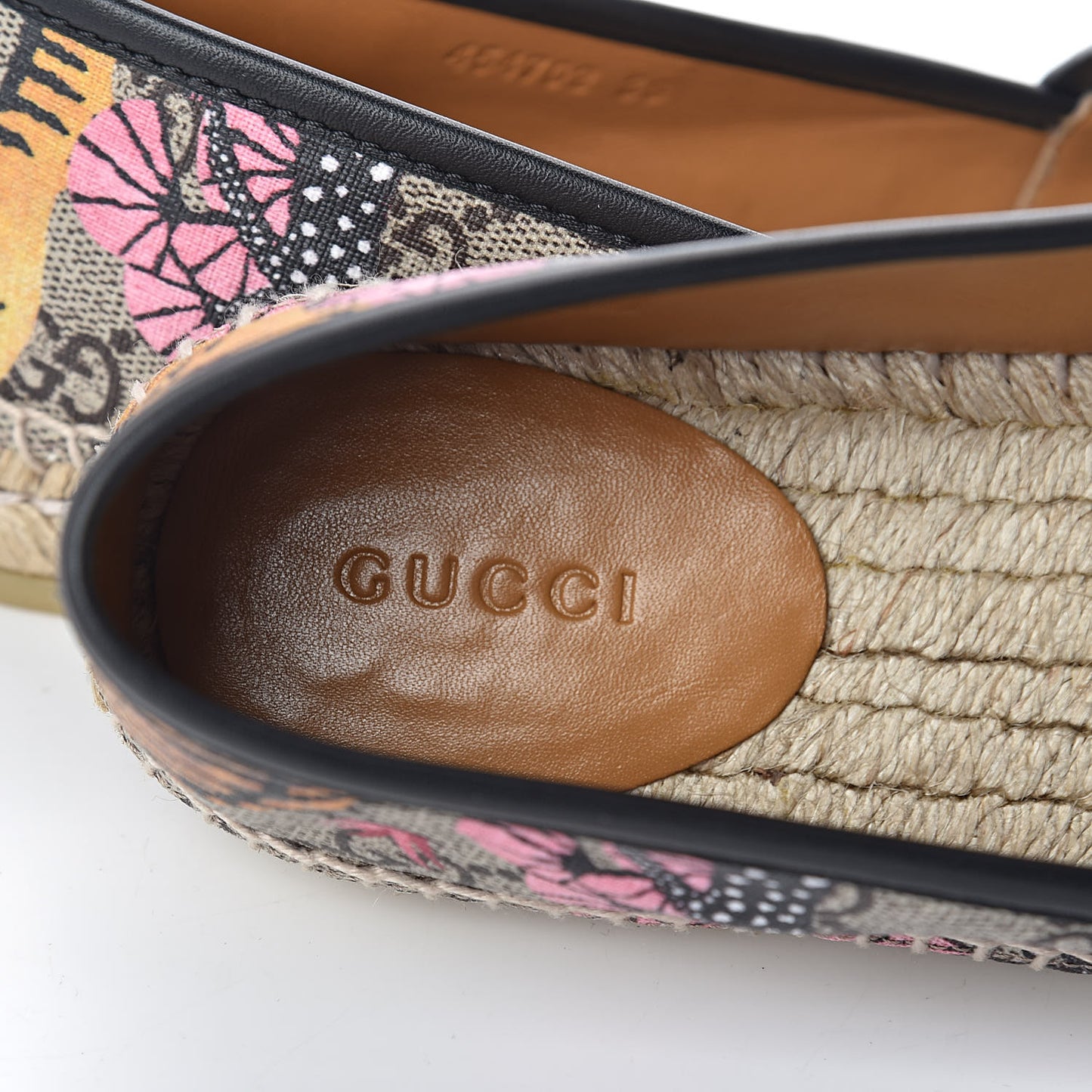 GG Supreme Monogram Bengal Espadrilles 36 Beige Crop Pink